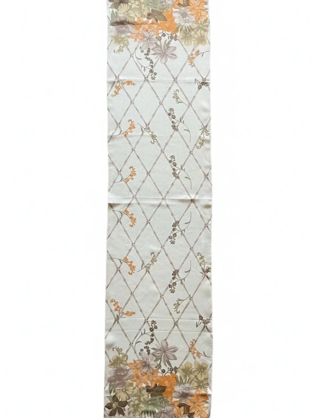 Vintage Liz Claiborne Silk Scarf Like New 50x11 Floral Trellis Cottagecore